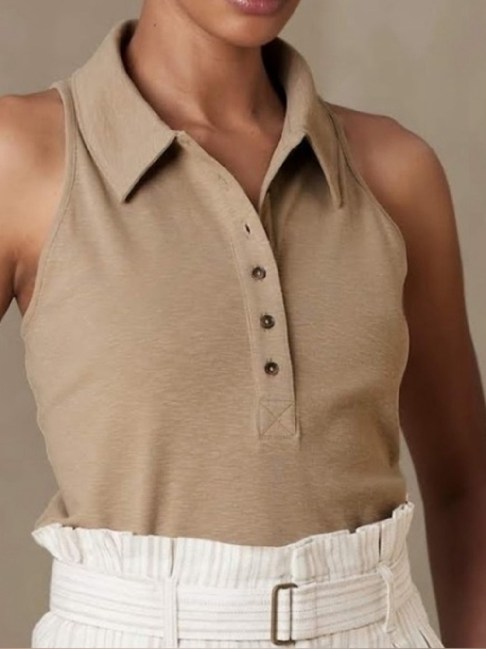 Banana Republic Slub Ribbed Polo Tank